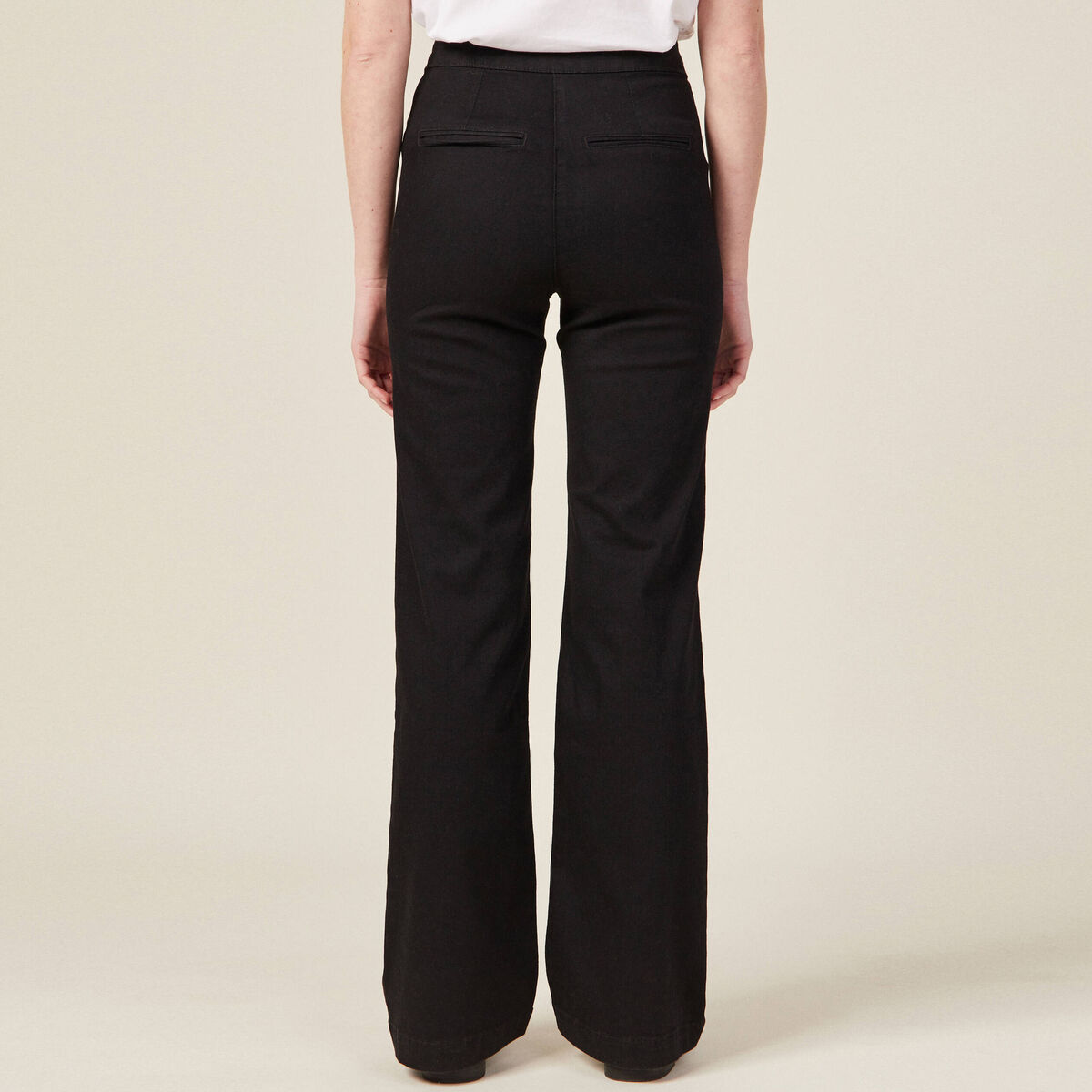 Jeans flare à pont denim noir femme