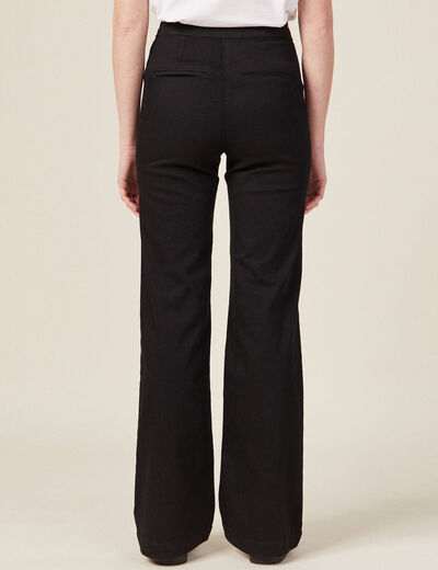 Jeans flare à pont denim noir femme