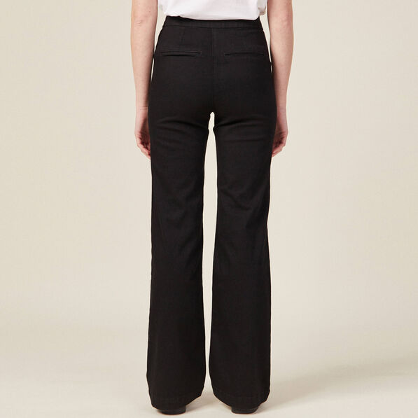 Jeans flare à pont denim noir femme