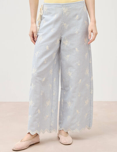 Pantalon loose taille standard bleu clair femme
