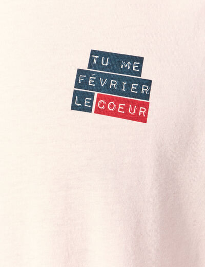 T-shirt en coton manches courtes rose poudr&eacute;e homme