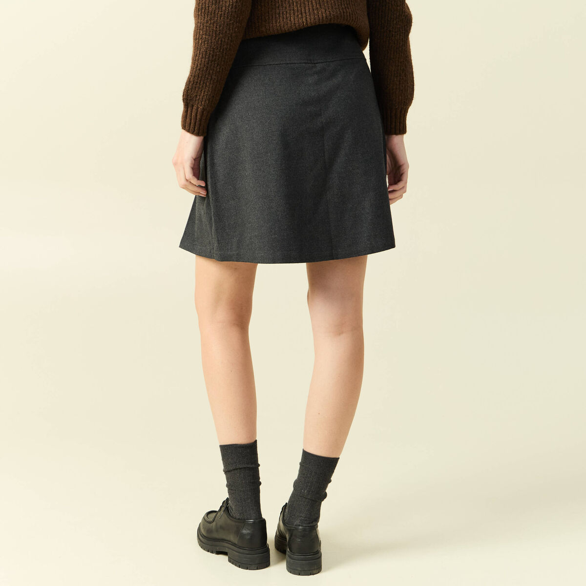 Jupe-short pliss&eacute;e gris femme