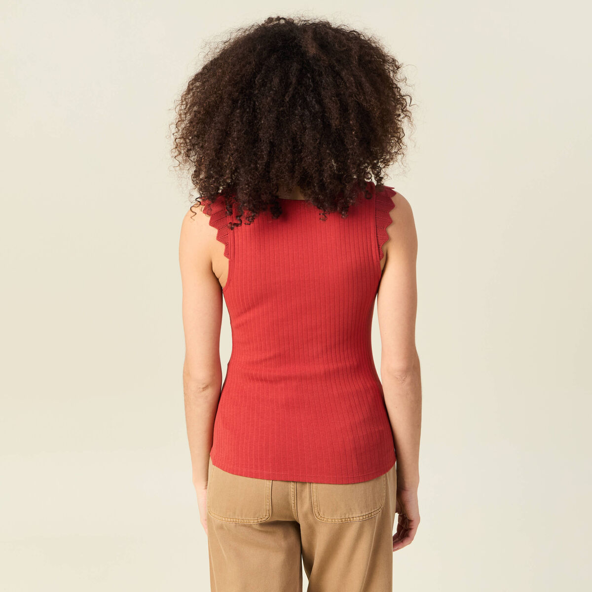 Débardeur bretelles larges rouge foncé femme