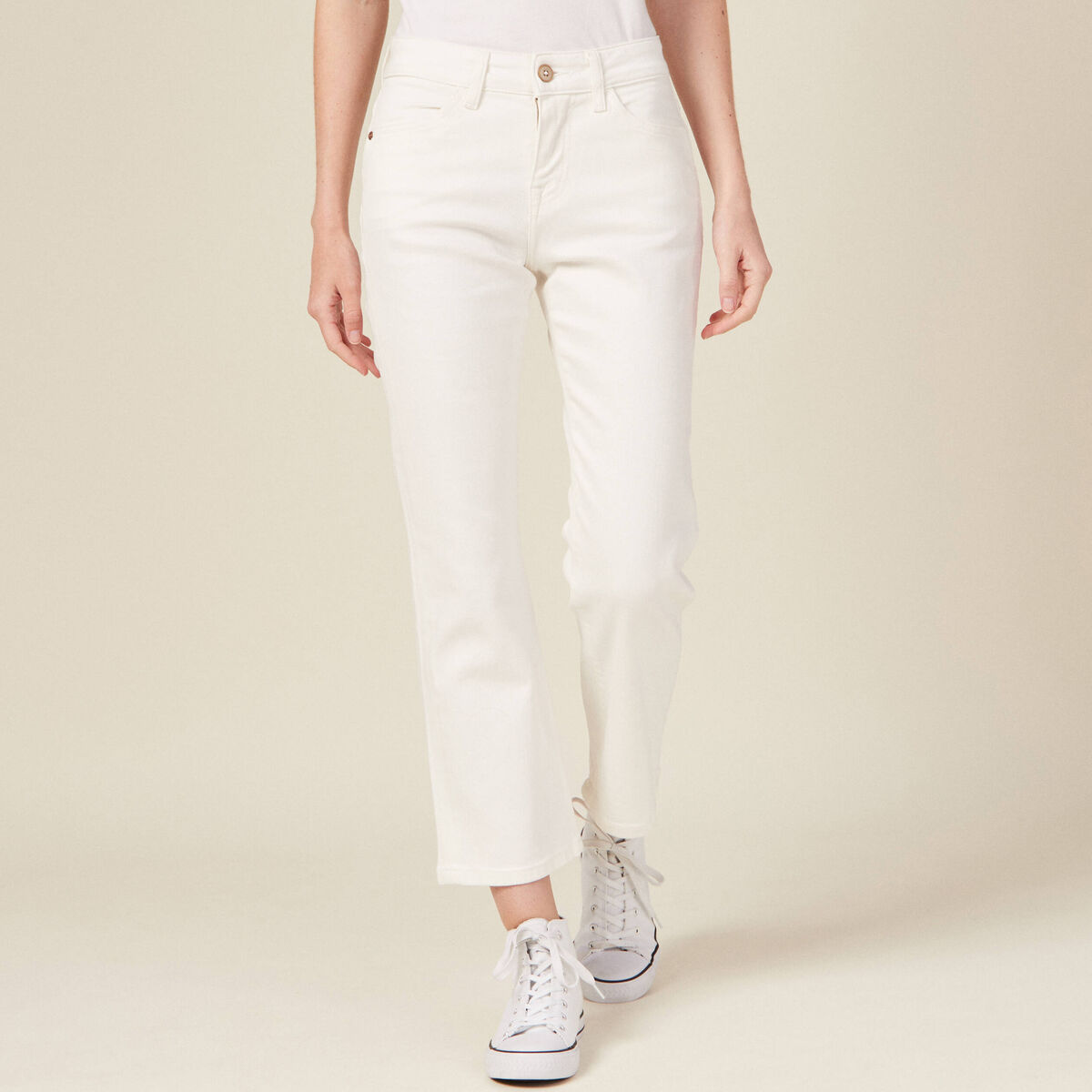 Pantalon éco-responsable denim blanc femme