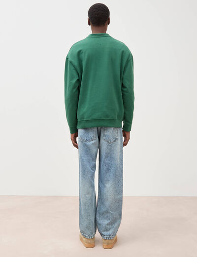 Sweat manches longues en coton vert homme