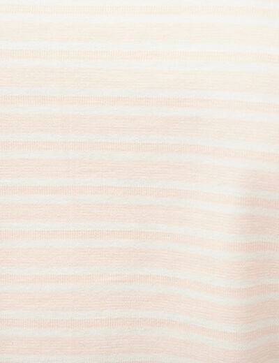 T-shirt ray&eacute; col rond manches courtes rose poudr&eacute;e homme