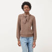 Pull droit col montant manches longues marron femme
