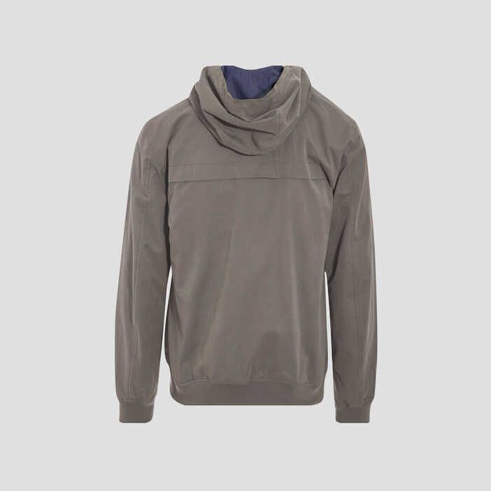 Blouson droit à capuche vert kaki homme
