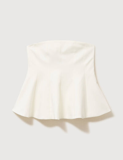 Top bustier &agrave; volants doubl&eacute; ecru femme