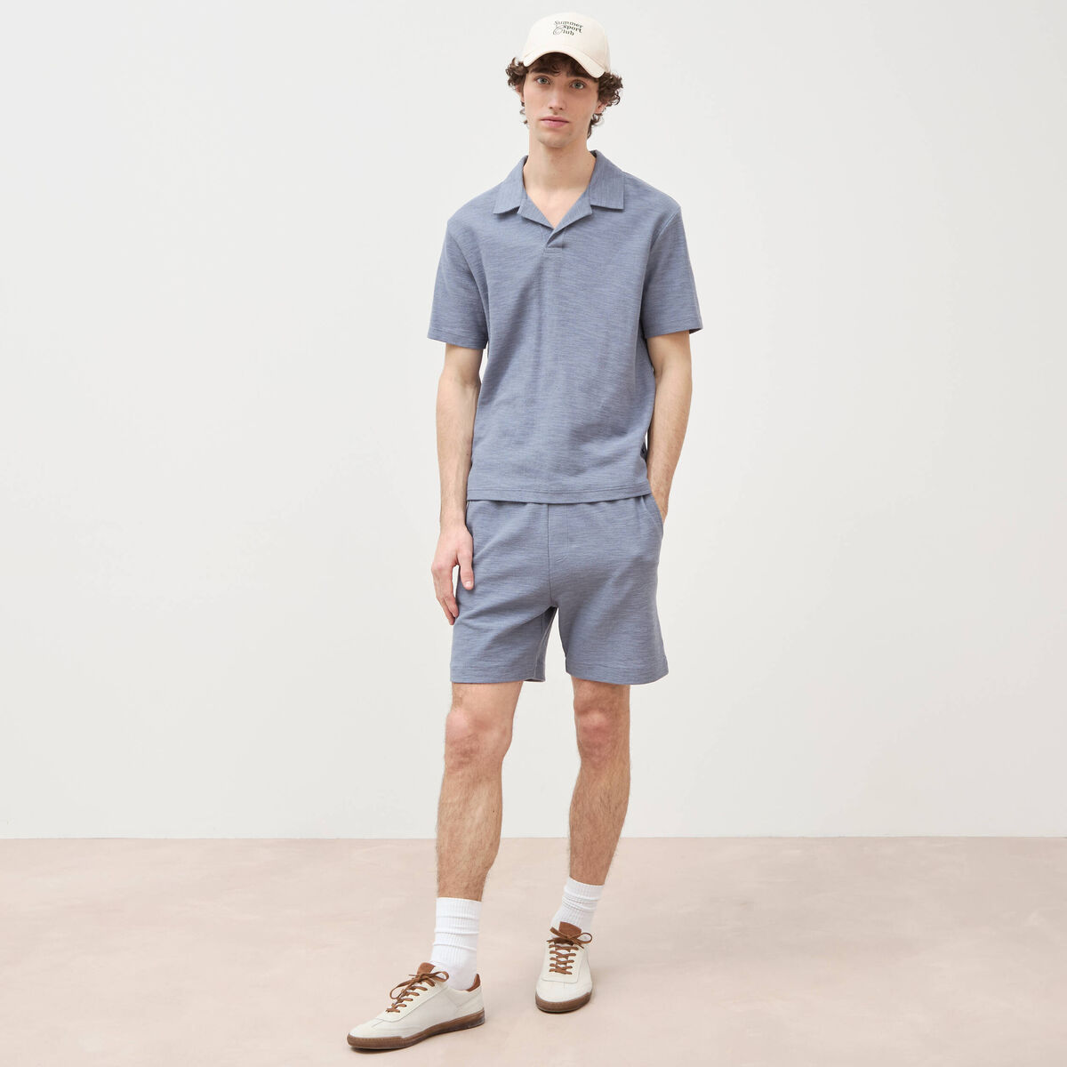 Polo manches courtes bleu gris homme