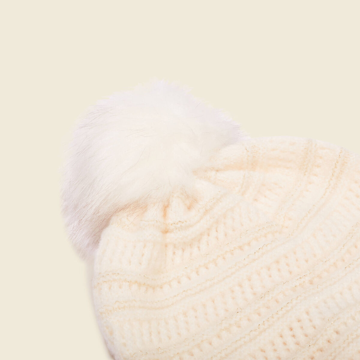 Bonnet &agrave; pompon ecru femme