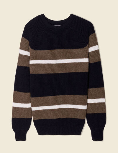 Pull manches longues fabriqué en France bleu marine homme
