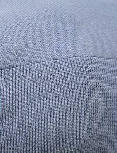 Pull manches longues col rond bleu gris homme