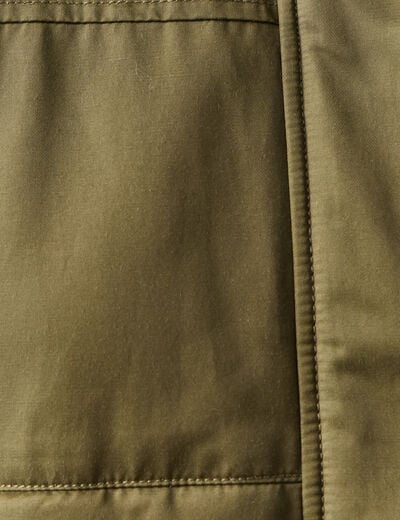 Parka droite à capuche vert kaki femme