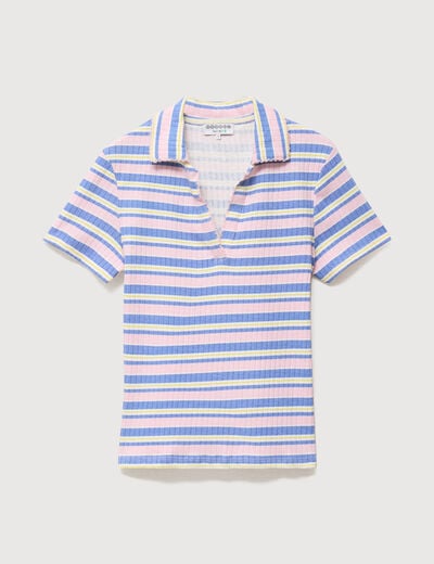 T-shirt polo ajust&eacute; c&ocirc;tel&eacute; en coton rose femme