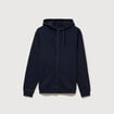 Sweat &agrave; capuche manches longues bleu marine homme