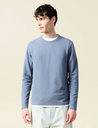 T-shirt manches longues bleu foncé homme