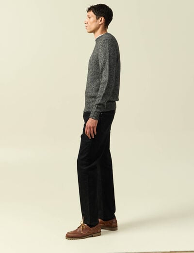 Pull manches longues col rond noir homme