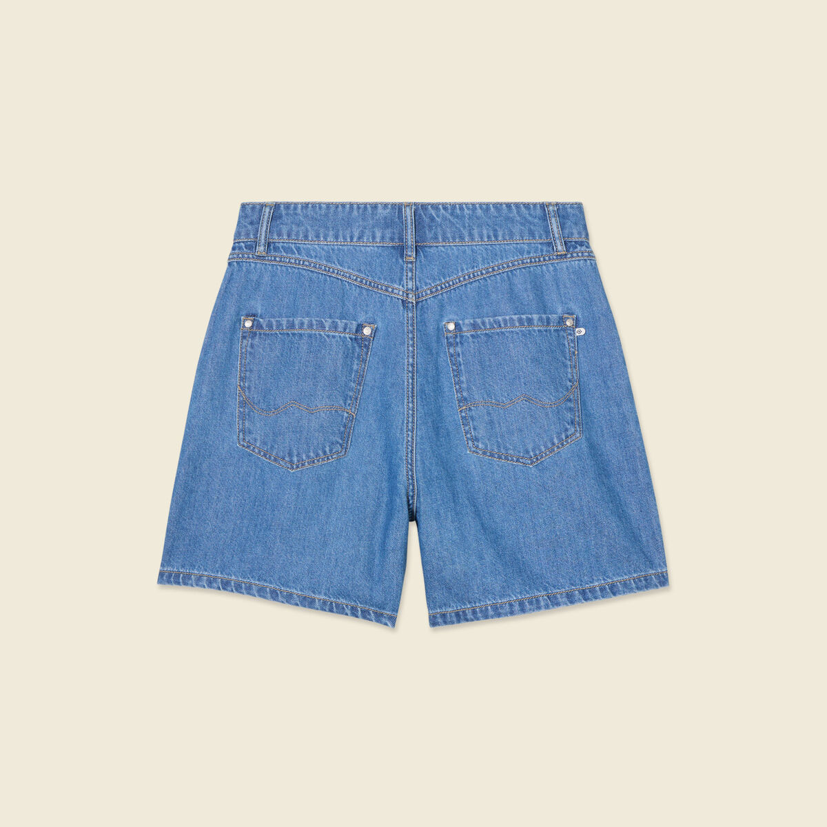 Short droit en jean à pinces denim baby bleu femme