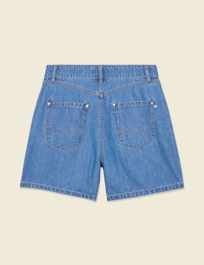 Short droit en jean à pinces denim baby bleu femme