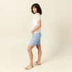Pull manches courtes ajouré creme femme