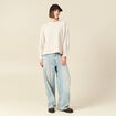 Sweat oversize col rond manches longues creme femme