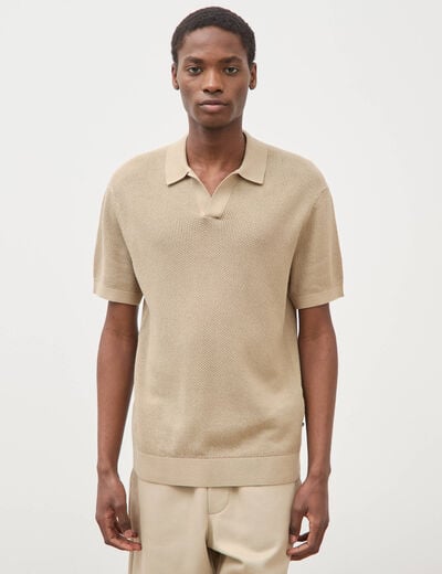 Polo manches courtes beige homme