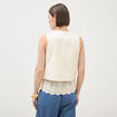 Gilet sans manches col v broderie ecru femme