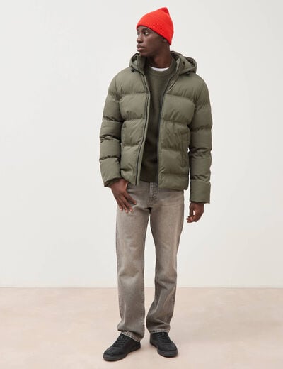 Pull droit col rond manches longues vert kaki homme
