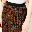 Jupe longue droite plissée marron foncé femme