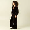 Gilet court droit en velours doubl&eacute; marron fonc&eacute; femme