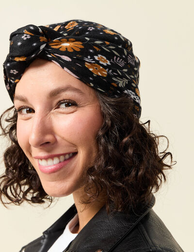 Foulard satin&eacute; carr&eacute; noir femme