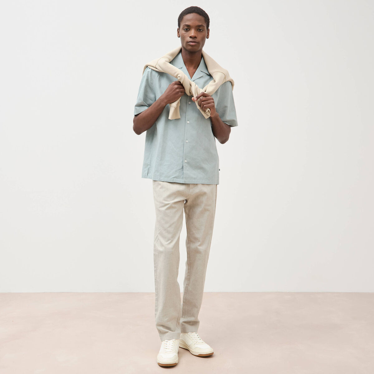 Chemise boyfriend manches courtes vert clair homme