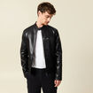 Veste manches longues col biker noir homme