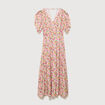 Robe fluide col v manches courtes multicolore femme