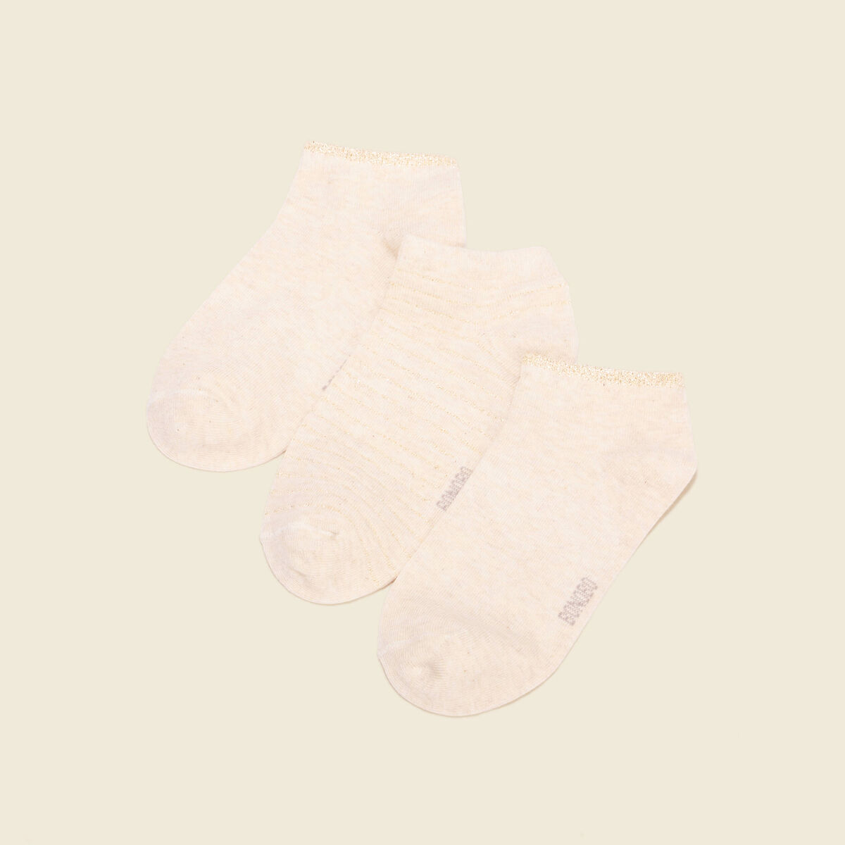 Lot 3 paires chaussettes creme femme