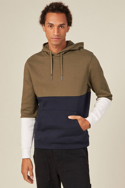Sweat à capuche taupe homme