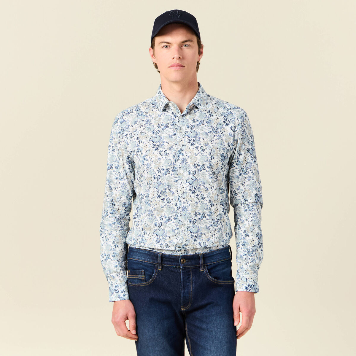 Chemise à manches longues blanc homme