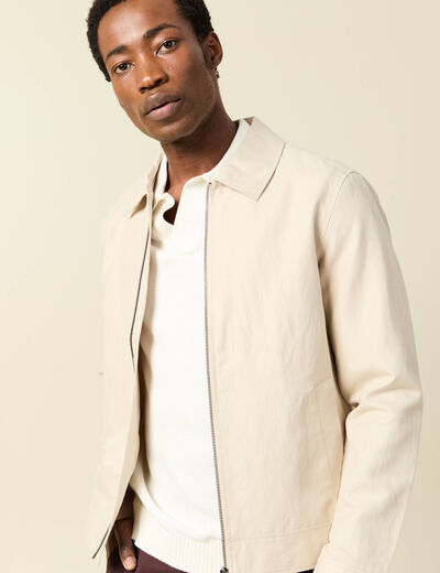 Blouson droit court manches longues sable homme