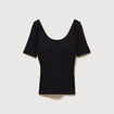 T-shirt ajust&eacute; d&eacute;collet&eacute; manches courtes noir femme