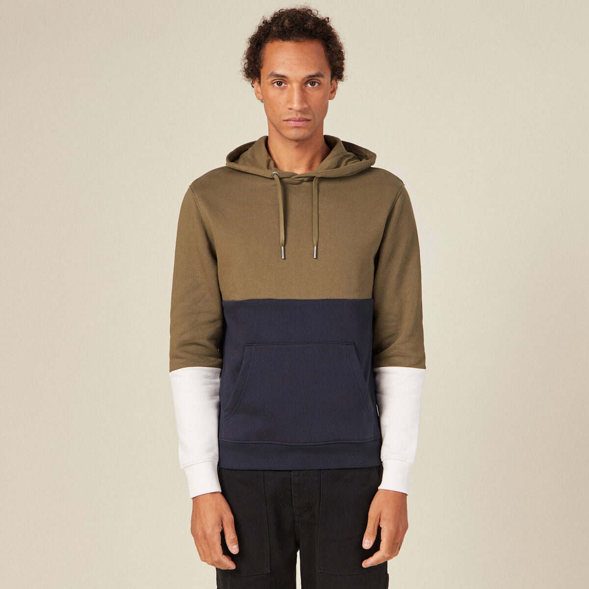 Sweat à capuche taupe homme