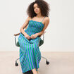 Robe bretelles col carr&eacute; en coton bleu femme