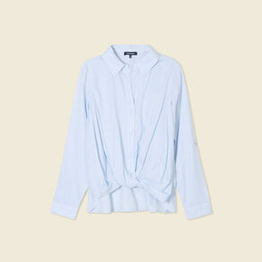 chemise manches longues nouee bleu ciel femme Chemise manches longues nouée bleu ciel femme