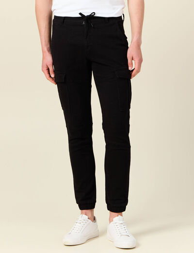 Pantalon cargo taille à cordon noir homme