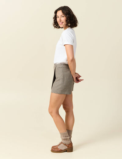Jupe-short fluide avec doublure noir femme