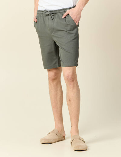 Short droit avec cordon vert kaki homme