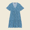 Robe évasée manches courtes bleu femme