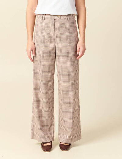 Pantalon loose taille standard fluide beige femme