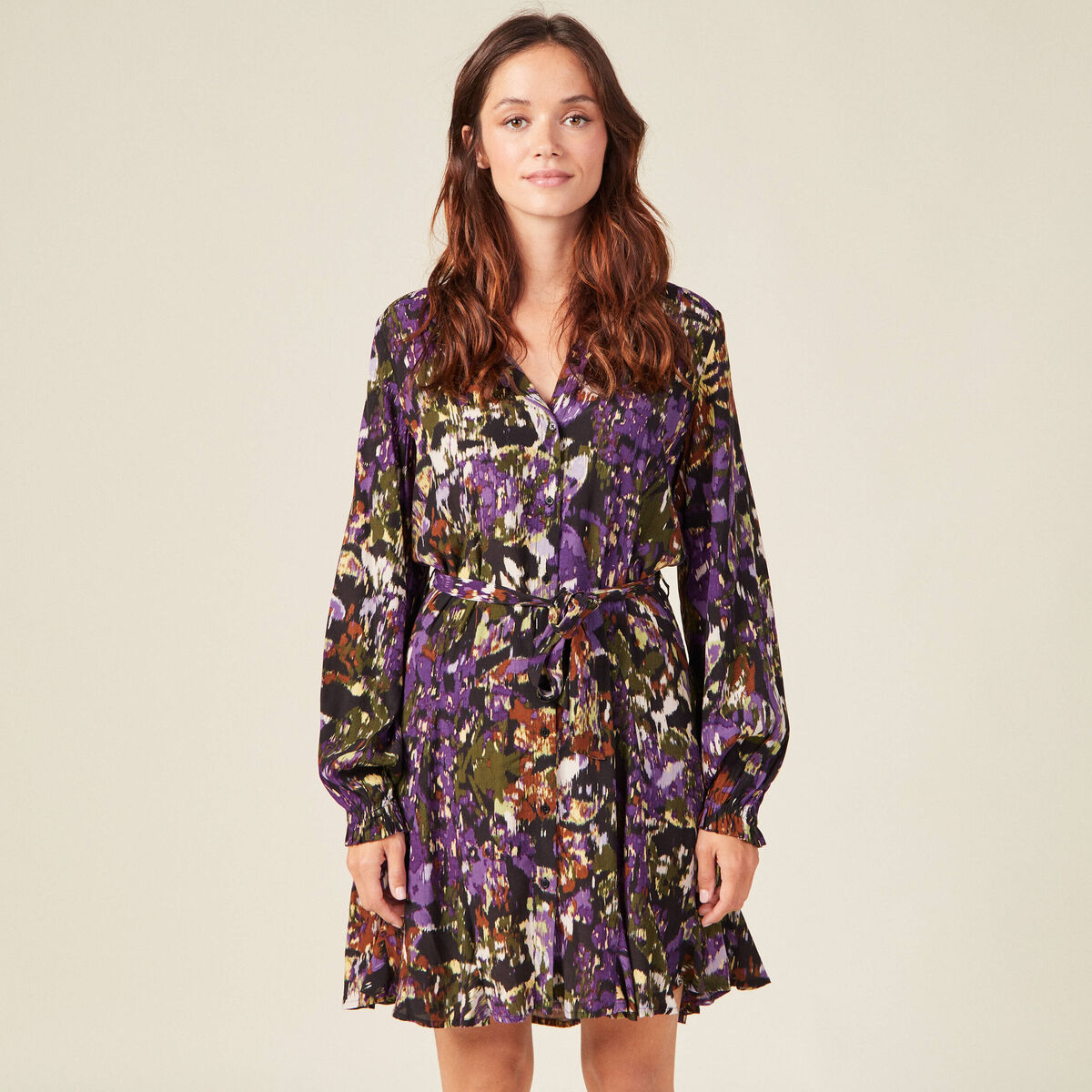 Robe patineuse ceinturée noir femme