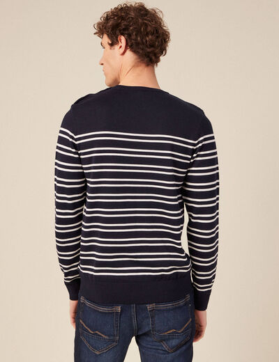 Pull manches longues bleu marine homme